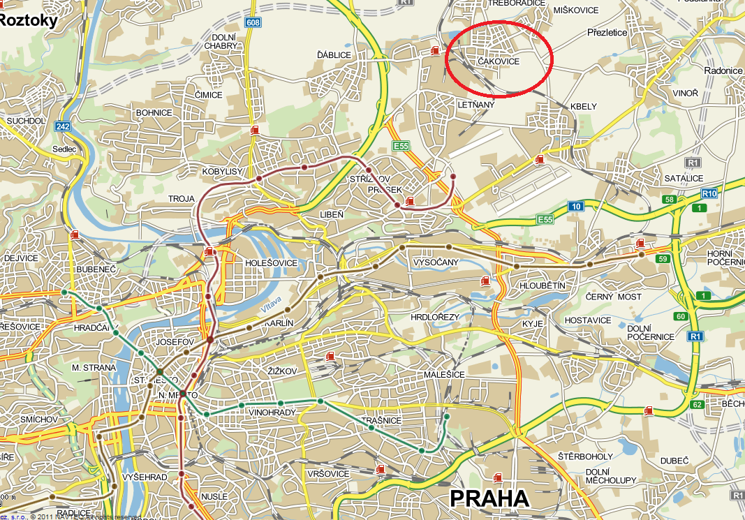 Poloha na mapě Praha Čakovice